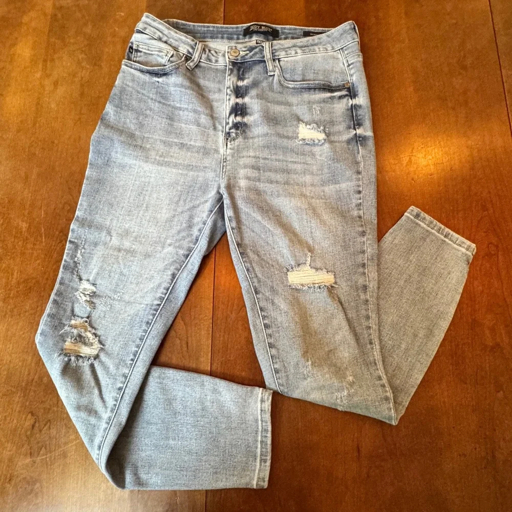 Judy Blue Skinny Jeans Womens 15/32 Light Blue Excellent‎ Distressed High Rise